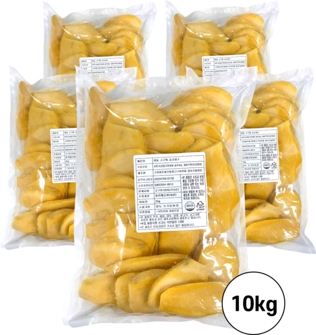 국내산 냉동 고구마 슬라이스 고구마튀김용 업소용 대용량, 1개, 10kg