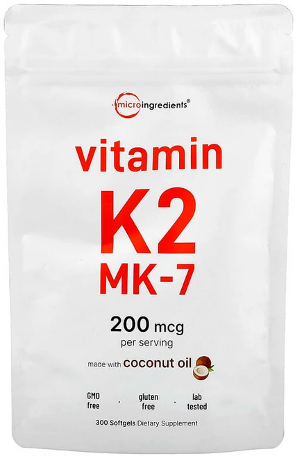 Micro Ingredients 비타민K2 MK-7 200mcg 소프트젤 300정 MII-61671, 1개 - 쿠팡