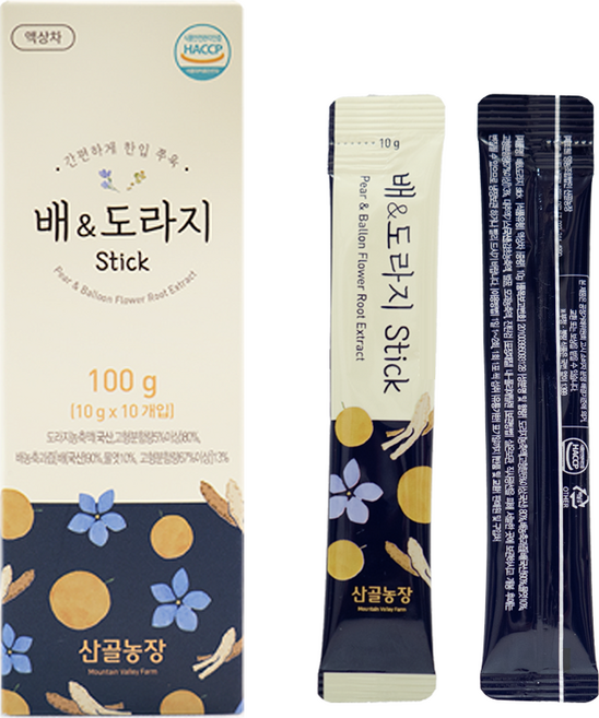 산골농장 배 도라지청 스틱, 10개, 10g