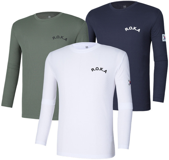 [이지바이] (1+1+1) 남녀공용 로카 라운드 긴팔 티셔츠_로카티 코리아아미