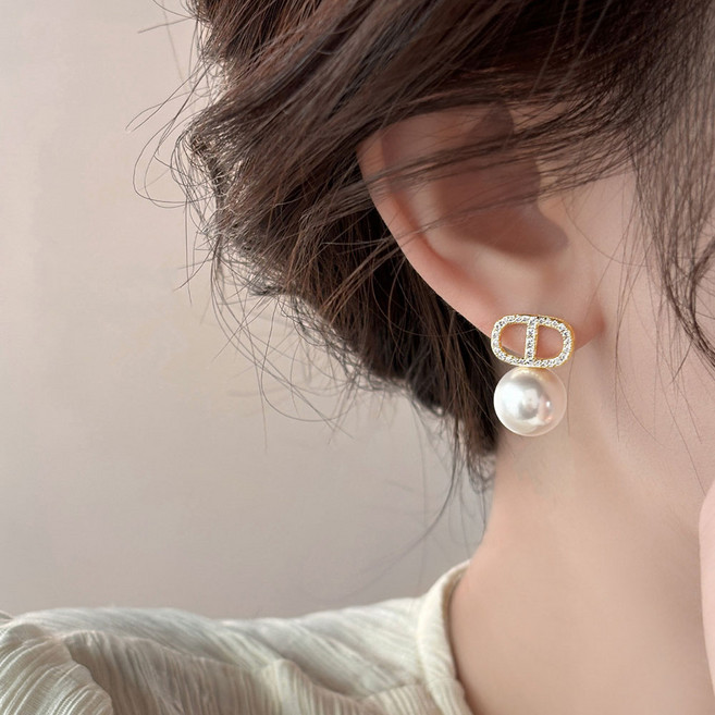 여성 고급 알큰 진주 귀걸이 웨딩 혼주