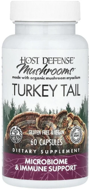 호스트디펜스 구름버섯 Mushrooms turkey tail 1g 캡슐 60정, 1개 - 쿠팡