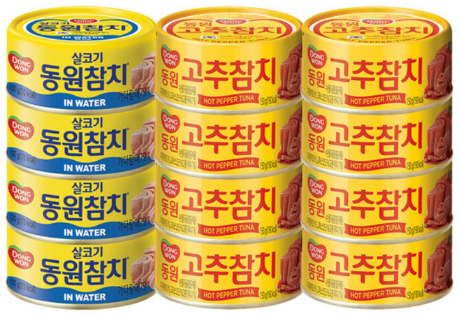 고추참치 150g 8캔 + 워터참치 4캔, 8개