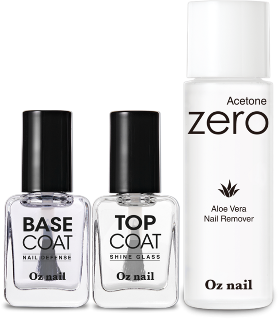 오즈네일 퍼펙트 매니큐어 네일기초 3종세트, 1세트, 알로에 리무버 100ml + 베이스 코트 8ml + 탑 코트 8ml