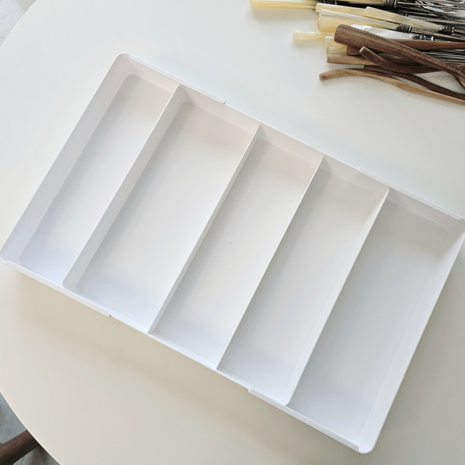 길이조절 주방 서랍 트레이 수저 정리함, 1개, 화이트(대)