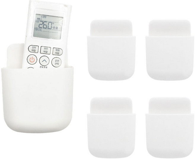 심플 리모컨거치대 수납함 수납 무타공 접착식 리모콘정리함 5개, 화이트