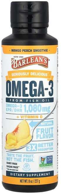 발린스 Seriously Delicious 피쉬 오일 오메가3 망고 피치 스무디 227g(8oz), BAR60006, 227g, 1개 - 쿠팡