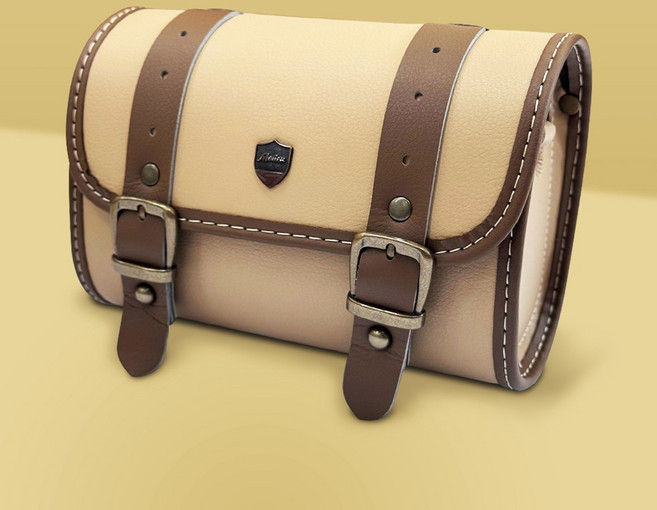 자전거핸들바가방 전기자전거가방 킥보드가방 전기스쿠터가방 고급가죽수제가방, 런던베이지