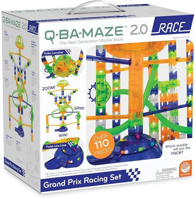 MindWare Q-BA-Maze 2.0 그랑프리 레이싱 세트 - 마블 런 빌딩 장난감 모션 활성화 조명 만 8세 이상 206851, MindWare Q-BA-Maze 2.0 그랑프리 레이
