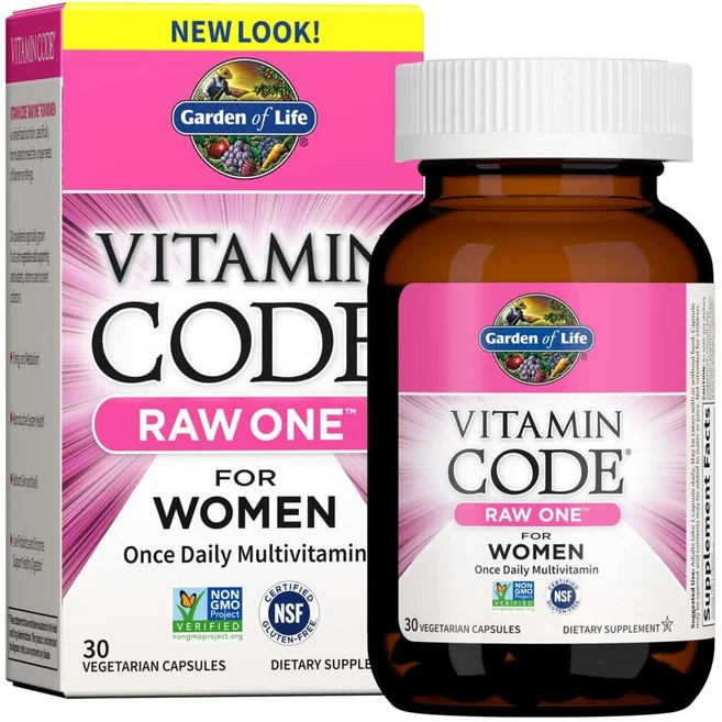Garden of Life Vitamin Code Raw One Once Daily Multivitamin Capsules 과일 채소 여성 건강을 위한 프로바이오틱스 채식주의자, 1개, 30정 - 쿠팡