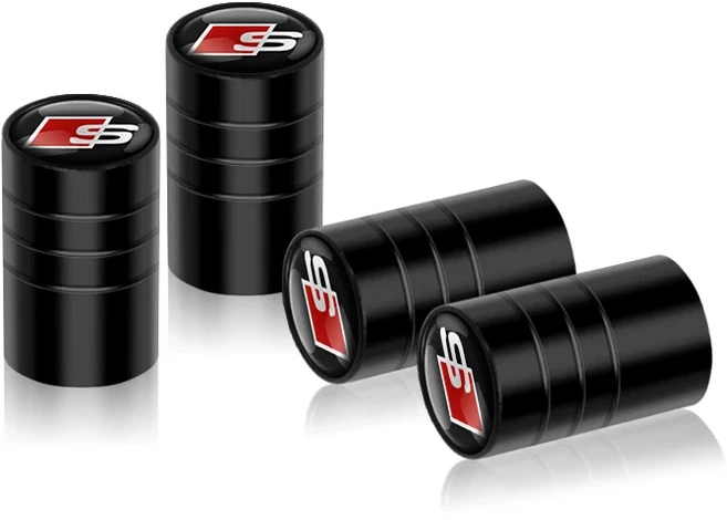 호환 아우디 S라인 A1 A3 A4 A5 A6 A7 A8 B8 B9 B6 C6 Q2 Q3 Q5 Q7 Q8용 차량 휠 타이어 에어 밸브 메탈 캡, 02 audi-S-black