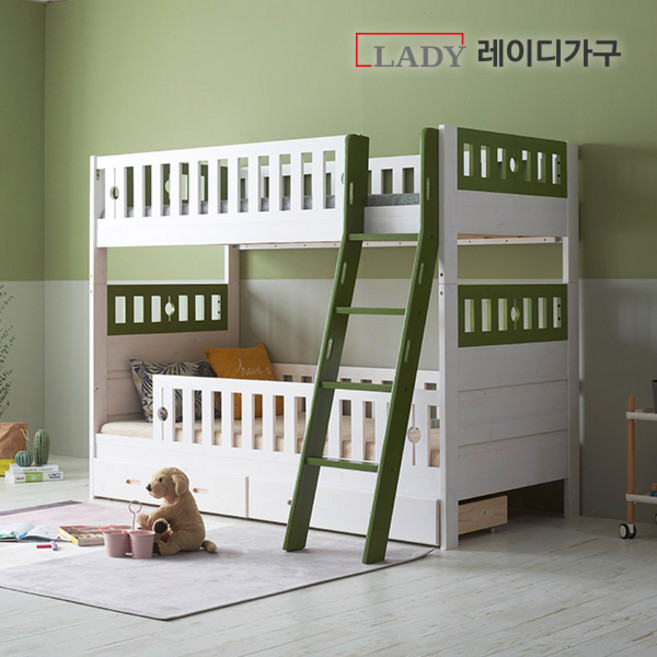 레이디가구 드림 분리형 이층침대 가드 서랍 매트, 내츄럴