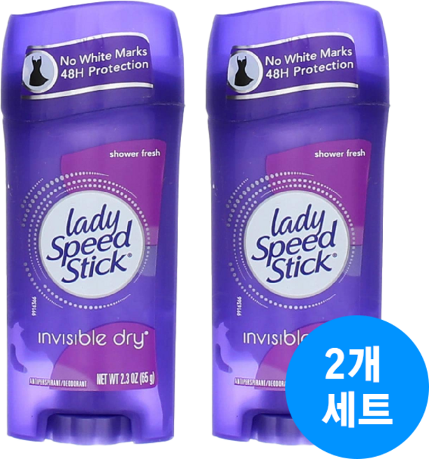 레이디스피드스틱 노 화이트 마크 48H 프로텍션 샤워 프레쉬 인비저블 드라이, 2개, 65g