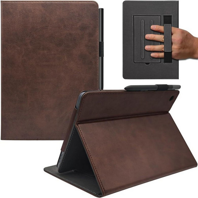 GOVTVA Hand Strap Case for 10.1\" TCL TAB 10 Gen 4 (Model: 8483A) Tablet PU Leather Bidirectional, Dark Brown