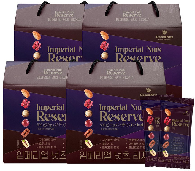 임페리얼 너츠 리저브 견과류 선물세트, 4세트, 500g
