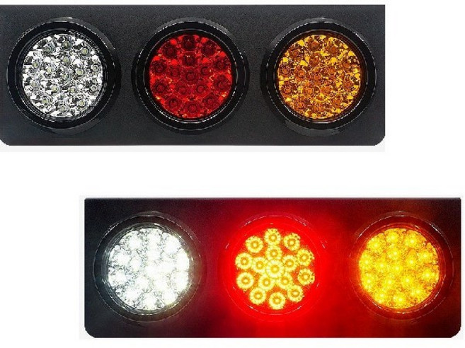 대성부품 12V 24V 사각 LED테일램프 LED 데루등 후미등 C-007 원형데루등 브레이크등 화물차 대형트럭 개조용 리어램프 특장차 탑차 윙바디 셋트 세트 후진등 3구 렉카 DIY용 C007, 1개