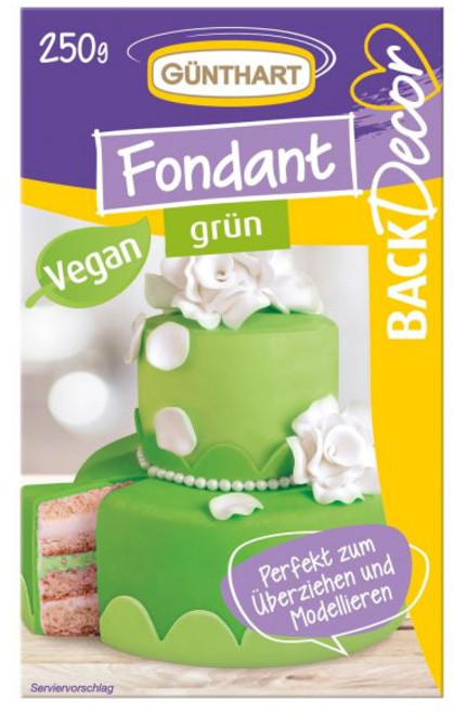 Günthart 귄트하트 백데코르 250g 블루 폰던트 100 비건 팜 오일 무첨가 찢어짐 방지 케이크 커버용 모델링용 적합 1개 묶음 1 x, 250 g (1er Pack), Green