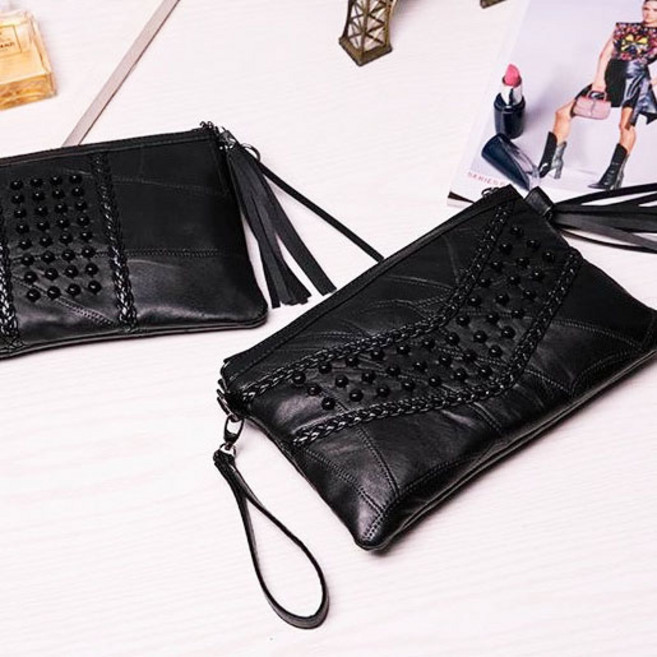 볼 패턴 양가죽 클러치 가방 손가방 2타입 크로스 스트랩 포함 ABK00626