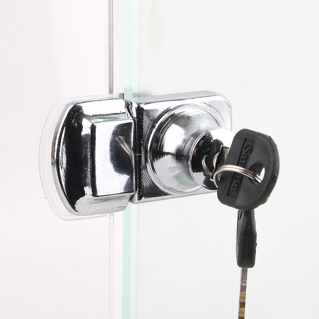 유리정 유리문 유리 진열장 장식장 잠금장치 부속품 자물쇠 키, 01.유리정 양문용 CR 잠금장치