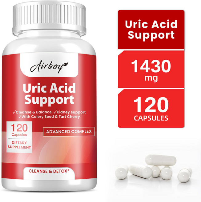 요산 지원 - 정화 및 해독 관절 및 신장 건강 지원 통풍 완화, 1개, 60정