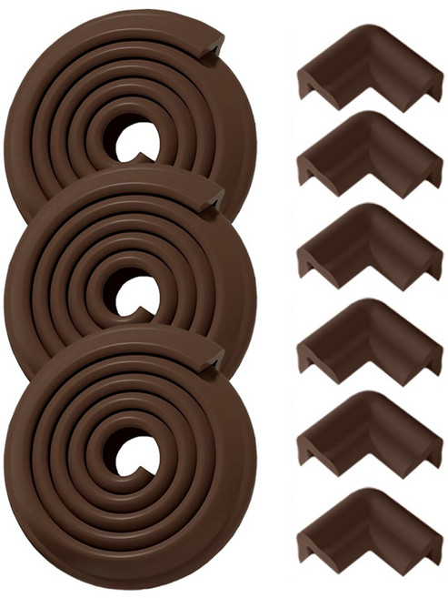 MZ생활 에어쿠션 더 두꺼운 17mm 모서리보호대 3p + 코너보호대 6p, 1세트, 브라운