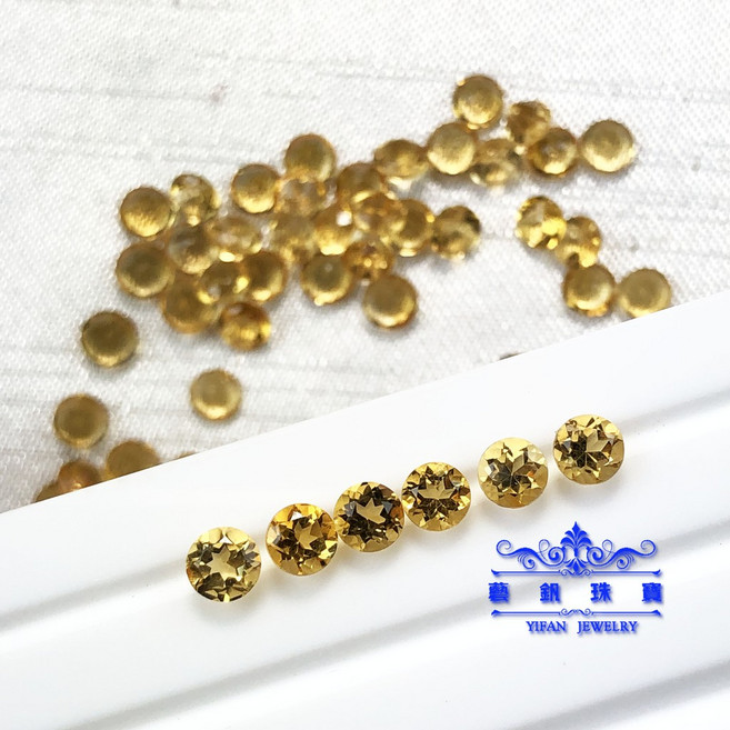 藝釩珠寶 4mm 正圓形半寶石 配石系列 六色寶石 (托帕石 石榴石 黃水晶), 黃水晶