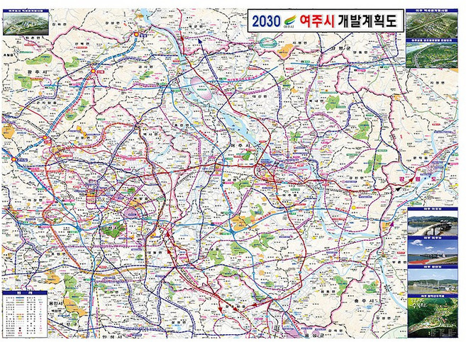 여주시 개발계획도 여주 지도 경기도 부동산 전도 (코팅 소형 110x79), 일반천