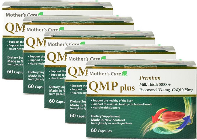 마더스케어 프리미엄 QMP 플러스 밀크씨슬50000+ 폴리코사놀 코큐텐, 60정, 5개