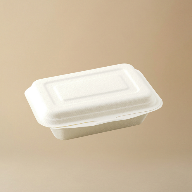 지구사랑 450ml 일체형 펄프용기 직사각 디저트 샌드위치 포장용기, 20개, 50개