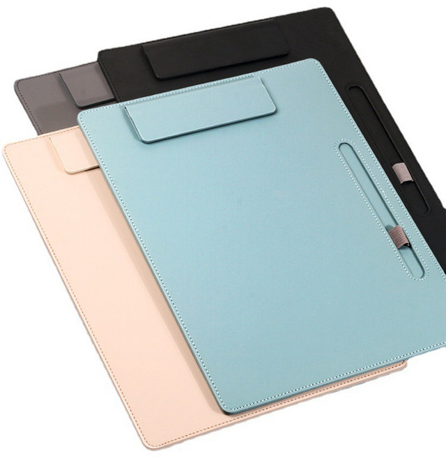 A4 마그네틱 가죽 클립보드 볼펜꽂이 문서파일 결제판, 블랙