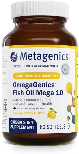 메타제닉스 오메가제닉스 피쉬오일 메가10 소프트젤 Metagenics OmegaGenics omega3, 1개, 60정 - 쿠팡