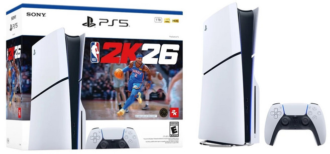 소니 플레이스테이션5 1TB 슬림 디스크 콘솔 및 NBA 2K26 번들 듀얼센스 컨트롤러 포함 (관부가세포함_미국정품)