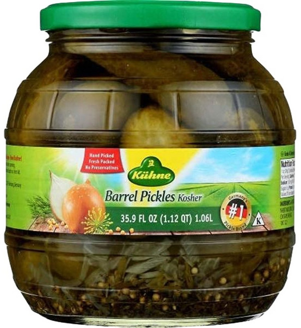 Kuhne 퀴네 코셔 배럴 피클 1.02kg(2팩), 2개, 1.02kg