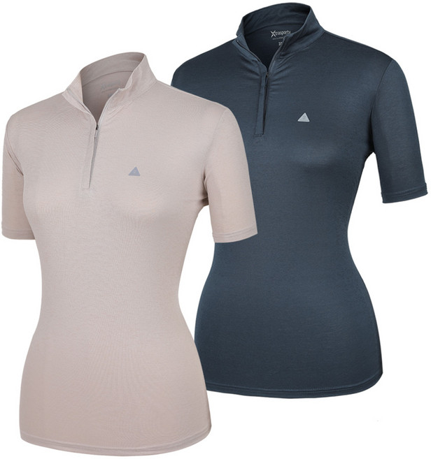 [이지바이] (1+1) 여성 여름용 산들 기능성 쿨 빅사이즈 등산 아웃도어 반팔 집업 티셔츠