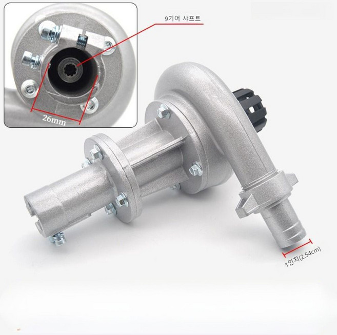 예초기양수기 예초기 부착형 워터펌프 헤드 고압 펌핑 부착 양수기 펌프 펌프헤드 급수, B. 1.5인치 펌프헤드블랙(26mm 9톱니), 1개