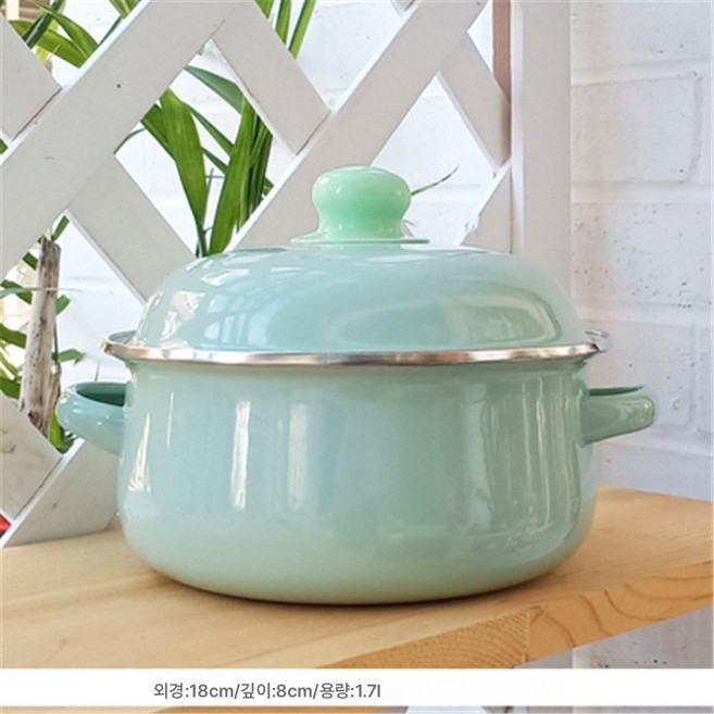 도톰 캔디색 법랑냄비161820 찌개냄비 샤브샤브 3종세트 법랑냄비 뚜껑포함, 색깔8, 하나, 1개