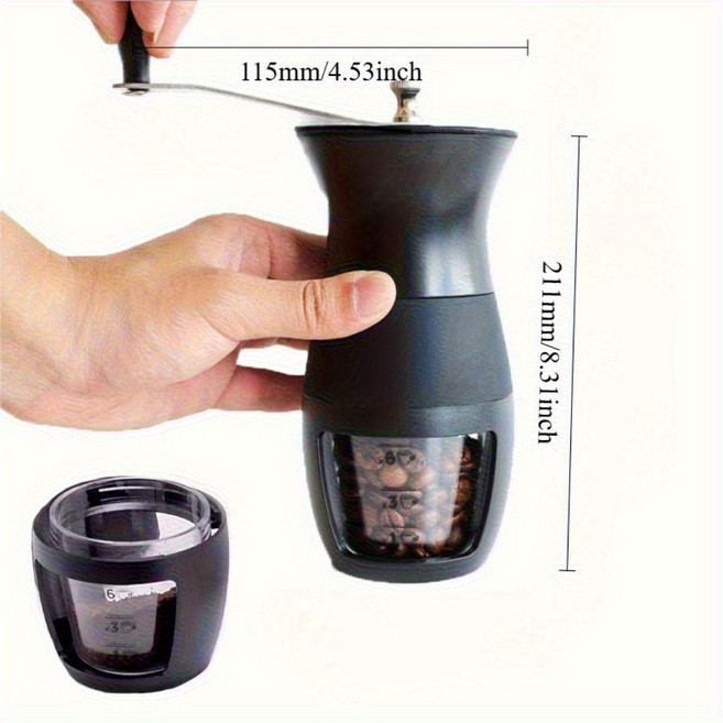 手搖咖啡磨豆機 手動咖啡豆研磨機, 1個, 黑色