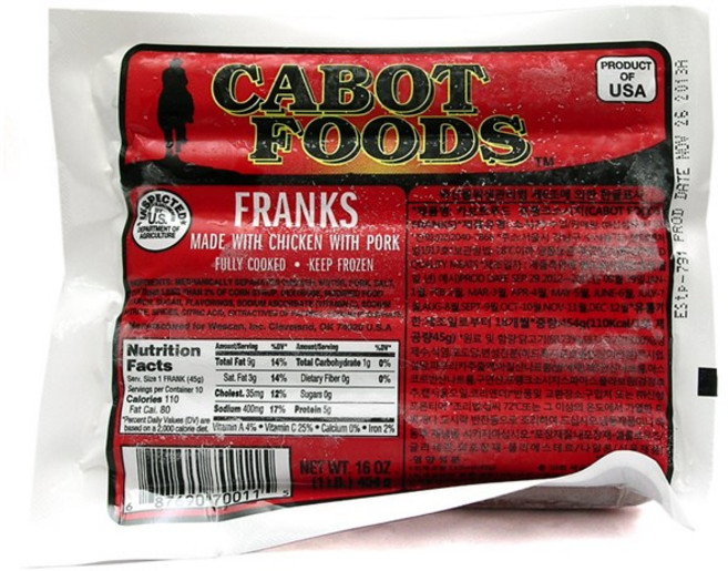 푸드올마켓_ 카보트 후랑크소시지 454g /냉동, 1개