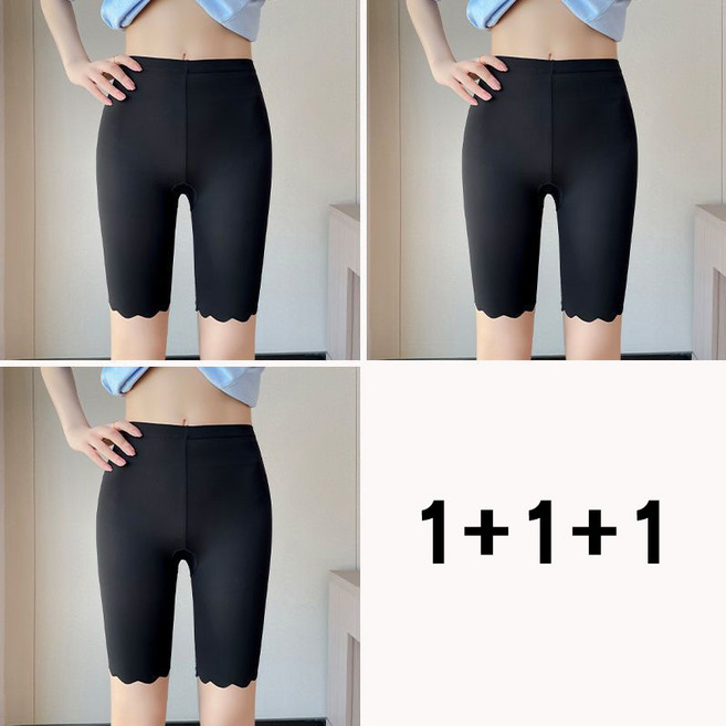 1+1+1 여성 속바지 봄 여름 슬림핏 냉장고 노라인 하이웨스트 얇은 레깅스 반바지 겸용 필라테스 5부 팬츠 WMY