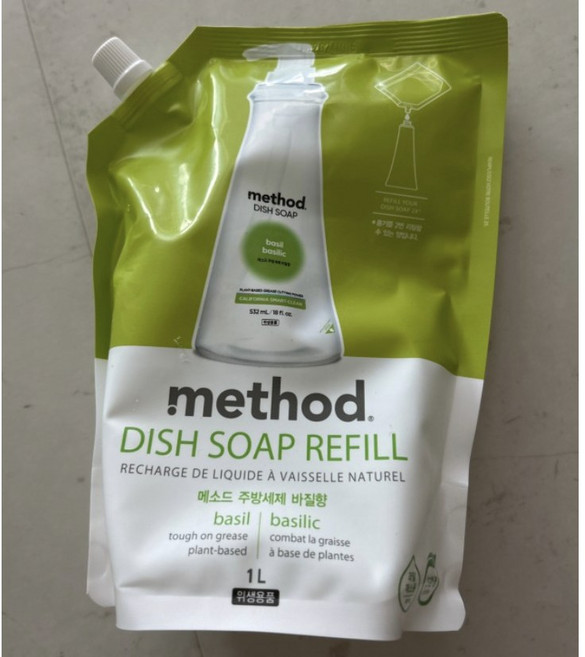 메소드 주방세제 바질향, 9개, 1L