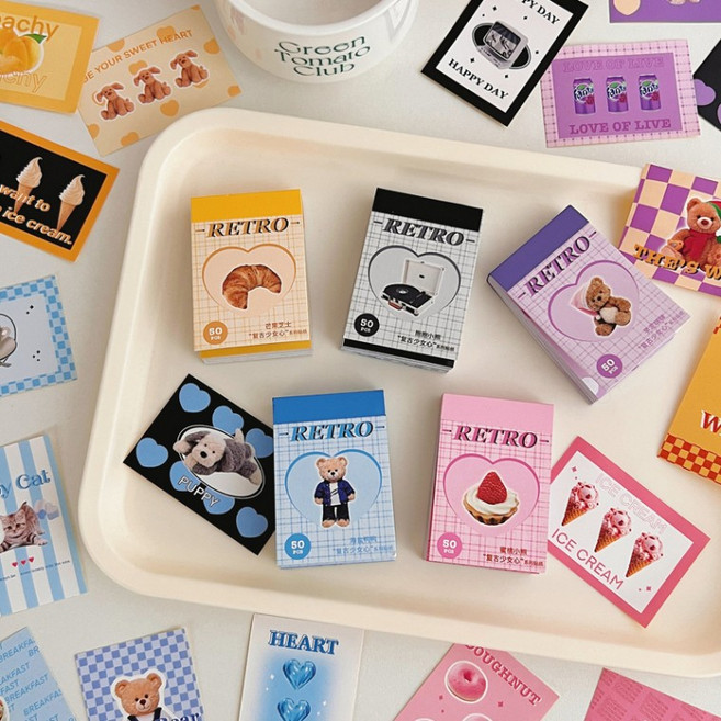 레트로 다꾸 스티커팩 Y2K 여름 음식 디저트 그래픽 ye2*784Hn, 타로 퍼플, 1개