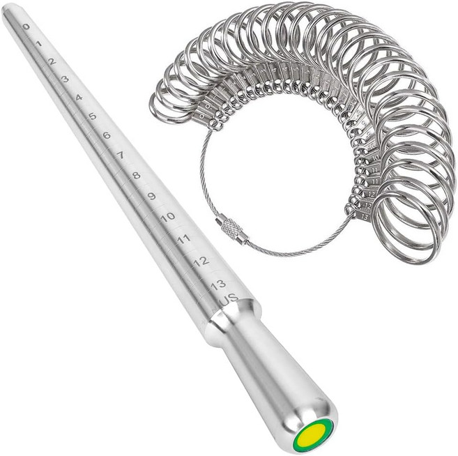 보석상 고무 망치 고리 측정 도구 손가락 크기 미국 사이즈 0-13 스틸 주얼리 제작 도구가 포함된 PHYHO 롤드 맨드릴 금속 게이지 세트, 2pcs-ring Sizer Tool, 1개, 2pcs-ring Sizer Tool