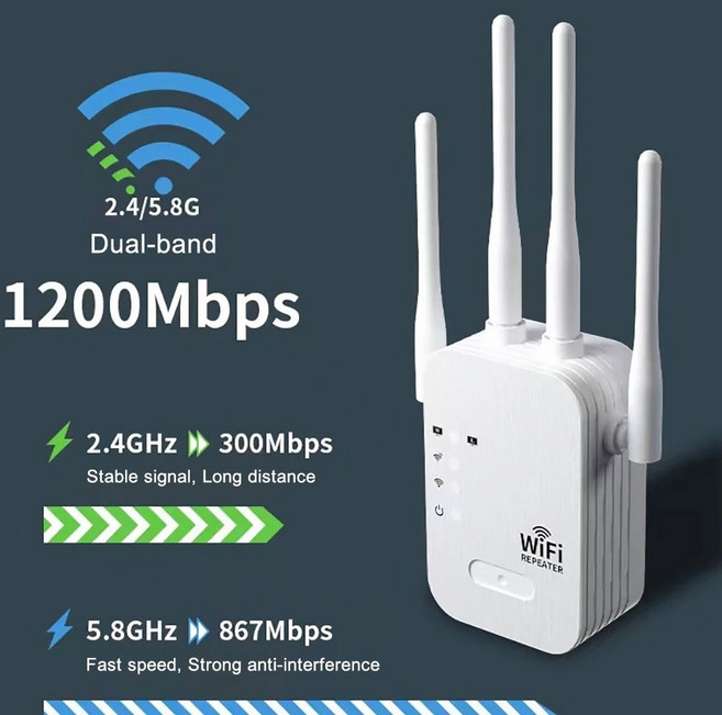 휴대용 무선 와이파이 WIFI 휴대폰 노트북 인터넷 LTE 라우터 도시락 1200Mbps 리피터 익스텐더 부스터 5G 2.4G 듀얼 밴드 네트워크 증폭기 장거리 신호 홈, 1)300Mbps 4 antenna