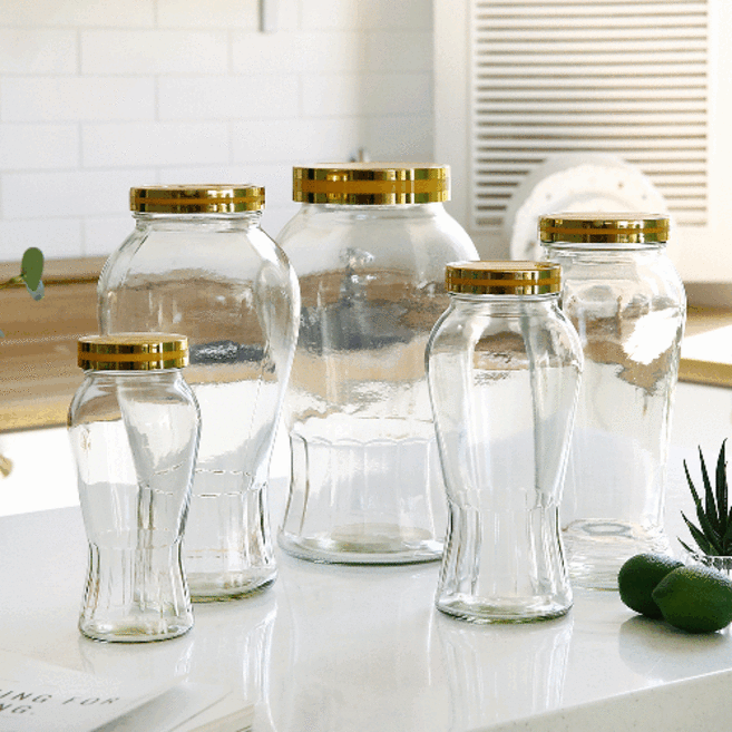 플라라 퓨어 유리 과실주 담금주 병 인삼주병 용기 세트, 퓨어 인삼주병 1300ml, 1개