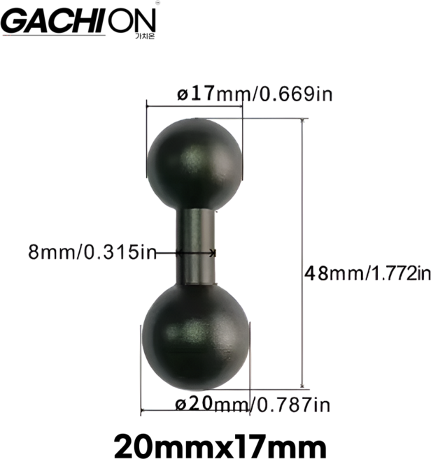 더블 볼 헤드 연결 마운트 어댑터 25mm 20mm 17mm, 1개, 20mmx17mm