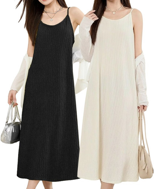 베르슈어 플리스 뷔스티에 롱 원피스 2종 세트