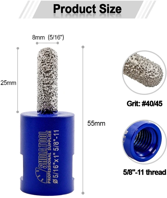 SHDIATOOL 다이아몬드 밀링 핑거 비트 절구통 제거 M14 또는 5/8 인치-11 둥근 생크 벽돌 연삭 갈퀴질 개 2, 02 25mm, 02 2pcs, 02 5 8-11 Thread