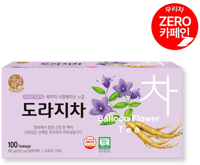 우리차 도라지차, 800mg, 100개입, 1개