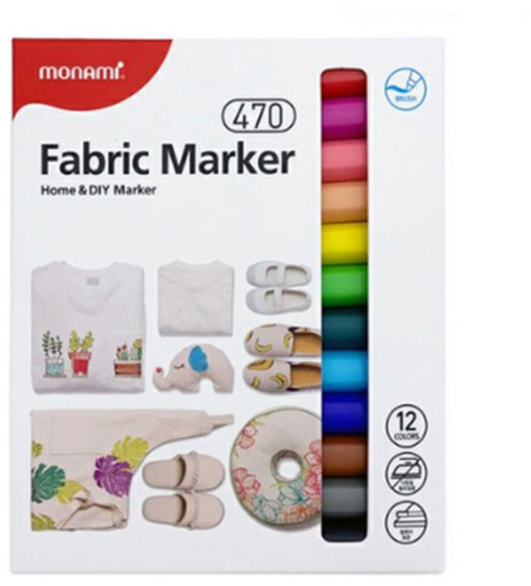 모나미 패브릭마카 470 12색세트 생활마카 직물용마카