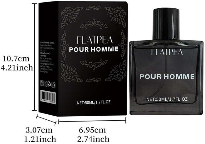 FLATPEA POUR HOMME 男性香水，木質香調，50ML/1.7FL.OZ, 1個, 買即默認免責聲明且需承擔責任)